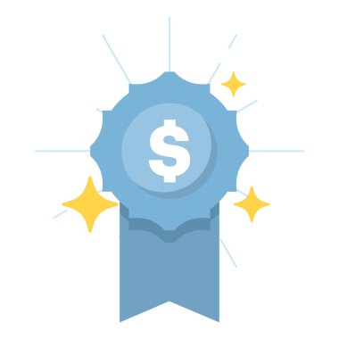 Dolar sembolü içeren rozet konsepti. En iyi fiyat, para için değer, ya da harika anlaşmalar. İndirim, satış veya uygun fiyatlı ürün ve hizmetleri teşvik etmek için. düz resimleme