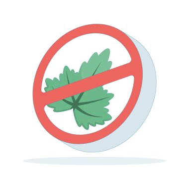 Uyuşturucu günü konsepti. Uyuşturucu kullanmayı bırak. Uyuşturucu karşıtı hareketler. İçki yasağı işareti ve marihuana yaprağı olan ilaç şişesi. arkaplanda düz tasarım çizimi.