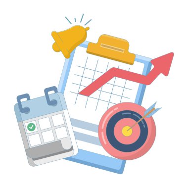 Proje yönetimi konsepti. verimli yönetim, strateji ve performans, işi zamanında tamamlamayı planlamak. İş projesi planlaması. Başarılı stratejik görev çözümleri. düz dizayn.