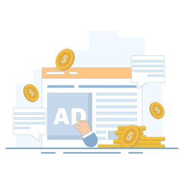 Web sitesi reklamcılığı, tıklama başına maliyet. İnternetteki reklamlar, reklamlar, internet siteleri için ödeme. Tıklama başına ödeme veya tıklama başına maliyet çevrimiçi para kazandırıyor. PPC reklam stratejileri.
