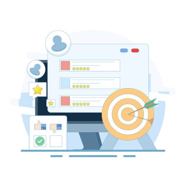 Müşteri memnuniyeti Konsepti, Müşteri geribildirimi, değerlendirme değerlendirmesi, kullanıcı deneyimi veya müşteri memnuniyeti, ürün ve hizmetler, müşteri memnuniyeti.