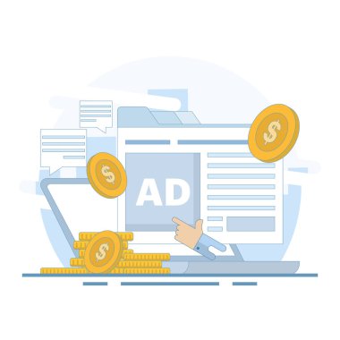 Web sitesi reklamcılığı, tıklama başına maliyet. İnternetteki reklamlar, reklamlar, internet siteleri için ödeme. Tıklama başına ödeme veya tıklama başına maliyet çevrimiçi para kazandırıyor. PPC reklam stratejileri.