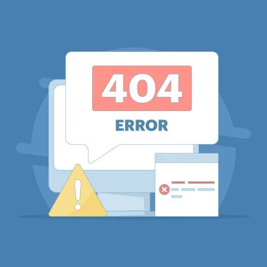 Web sayfası hata konsepti. Sayfa bulunamadı. Web sitesi sorunları, web sitesi onarımı ve bakımı. Bozuk web sayfalarındaki hataları düzelt. Sunucu ve alan adı onarım ve bakım. vektör illüstrasyonu.