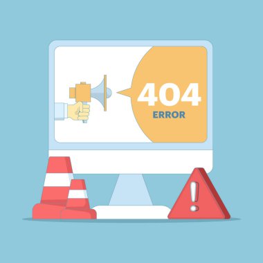 Web sayfası hata konsepti. Sayfa bulunamadı. Web sitesi sorunları, web sitesi onarımı ve bakımı. Bozuk web sayfalarındaki hataları düzelt. Sunucu ve alan adı onarım ve bakım. vektör illüstrasyonu.