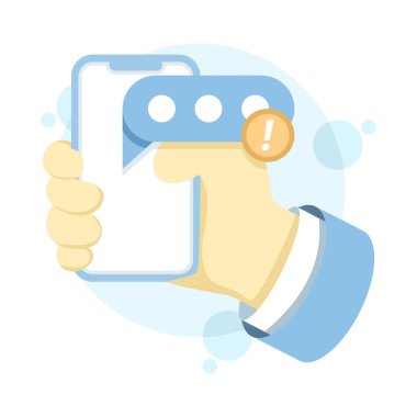 Düz stil mobil bildirim simgesi. Cep telefonundan yeni mesaj. Okunmamış ve mesaj simgelerini okuyan akıllı telefon ekranı. Yeni bildirim vektörü illüstrasyonlu akıllı telefon.