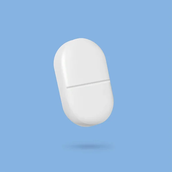 Rrealistic White Pills Drugs Capsules Vitamins Medical Pills Medicine Vector — Stock Vector