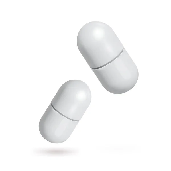 Λευκό Πρότυπο Χάπια Κάψουλες Απομονωθεί Έτοιμος Για Σχέδιό Σου Εικονογράφηση — Διανυσματικό Αρχείο