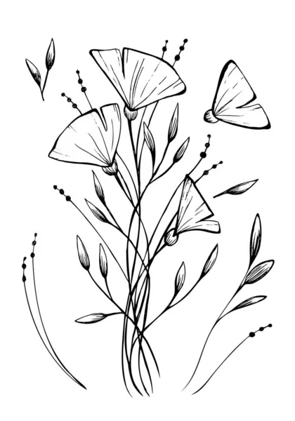 Квітка Ілюстрація Вільний Ескіз Ескіз Ілюстрація Вектор — стоковий вектор