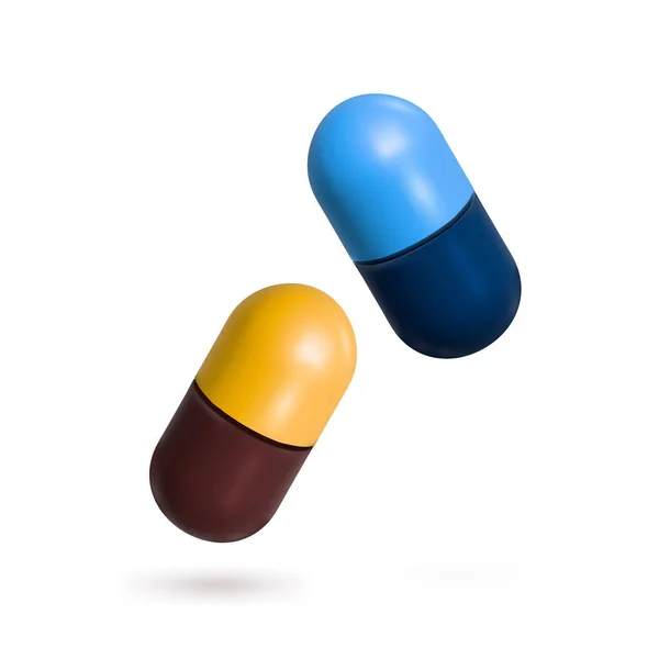 Set Pilules Capsules Bleu Orange Isolé Prêt Pour Votre Design — Image vectorielle