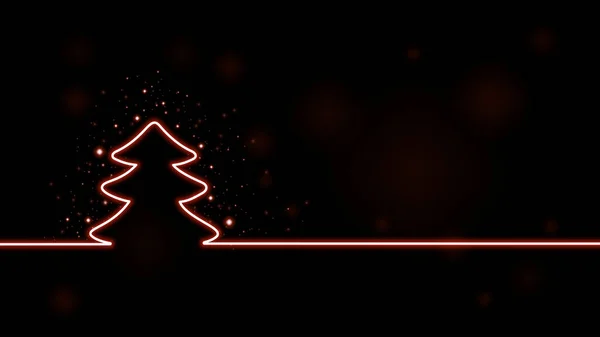 ネオンライトクリスマスツリーイラストベクトルと表彰台 — ストックベクタ