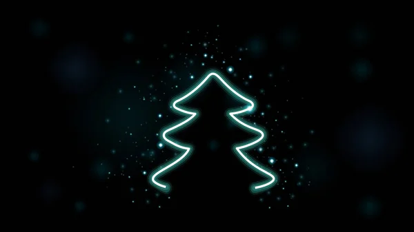 Neon Işıklı Noel Ağacı Illüstrasyon Vektörlü Podyum — Stok Vektör