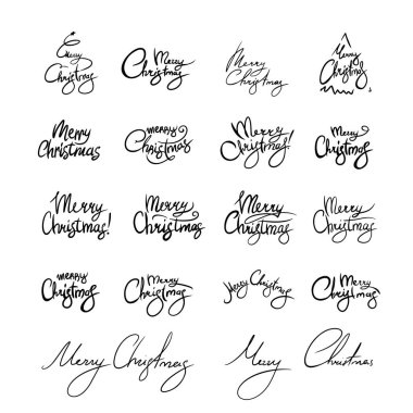 Beyaz arka planda izole edilmiş el yazması mutlu noeller. Vektör tatil illüstrasyon elemanı. Mutlu Noeller yazı vektörü