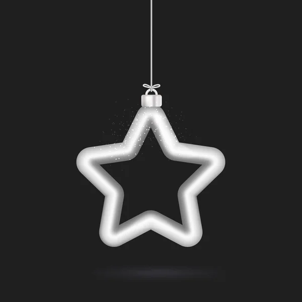 Серебряные Элементы Украшения Рождество Звезда Изолированы Белом Фоне Вектора — стоковый вектор
