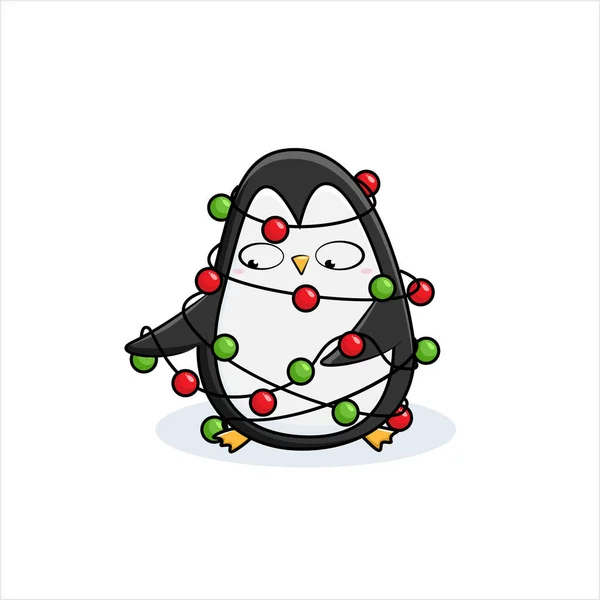 Weihnachtspinguine Frohe Weihnachten Illustrationen Von Niedlichen Pinguinen Mit Accessoires Wie — Stockvektor