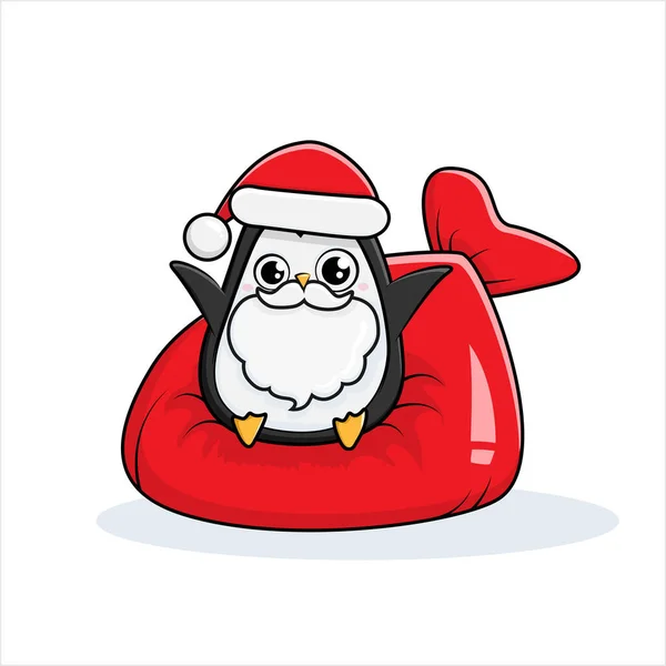 Pinguins Natal Ilustrações Feliz Natal Pinguins Bonitos Com Acessórios Como — Vetor de Stock