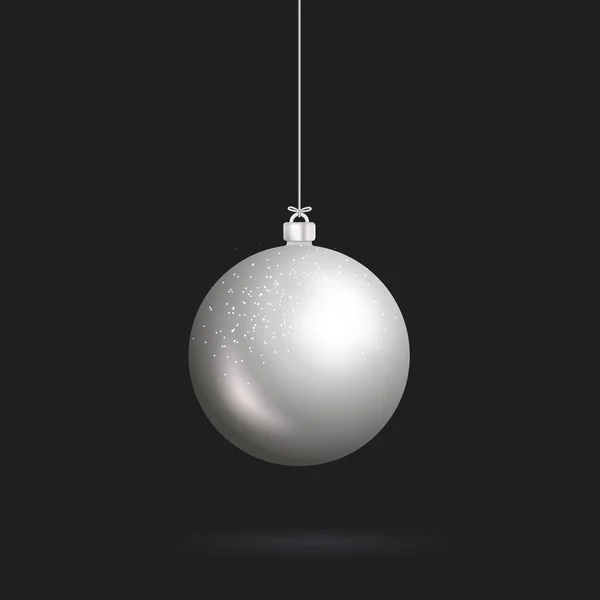 Boule Noël Argent Portant Une Ficelle Boule Vectorielle Noël Isolée — Image vectorielle