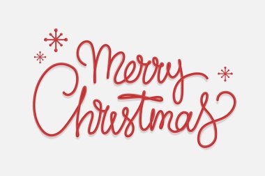 Volumetrik el yazısıyla yazılmış kırmızı Noel mesajı. Mutlu Noeller. Vektör