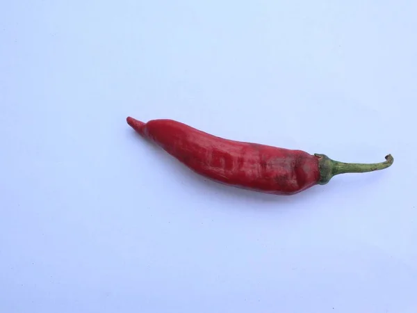Pojedyncze Czerwone Papryki Chili Białym Tle — Zdjęcie stockowe
