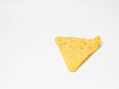 single tortilla chips isolated on white background as object, design, sample product