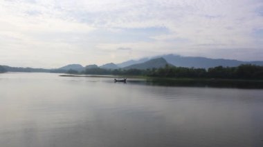 beautiful lake and mountains in the morning view