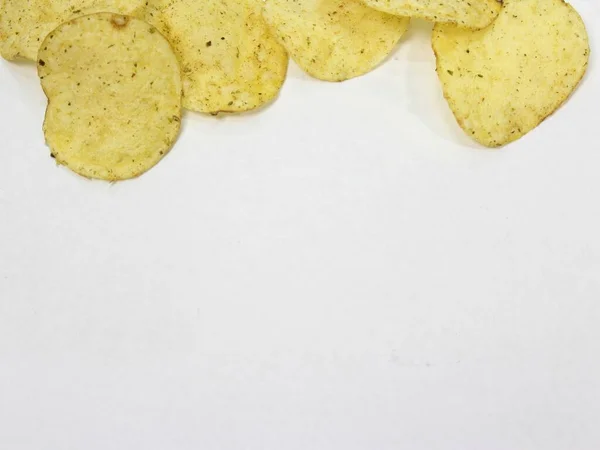 Batatas Fritas Isoladas Fundo Branco Vista Superior — Fotografia de Stock