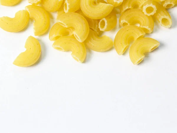 Macaroni Elbow Isolated White Background Flat Lay View — Stock Photo, Image