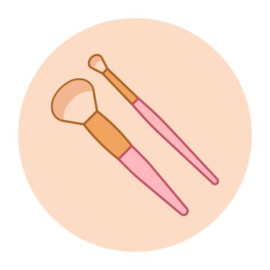 Makyaj fırçası tasarımı. Yazdırma, çıkartma, davetiye kartları, web tasarımı, bloglar, sosyal medya ve daha fazlası için vektör illüstrasyonları.