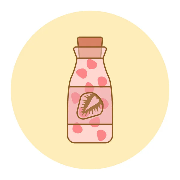 Aardbeien Melk Fles Vector Ontwerp Illustraties Voor Prints Stickers Uitnodigingskaarten — Stockvector