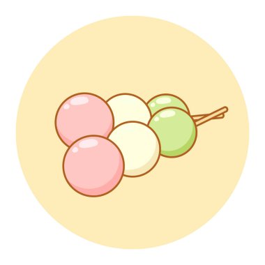 Japon dango vektör tasarımı. Yazdırma, çıkartma, davetiye kartları, web tasarımı, bloglar, sosyal medya ve daha fazlası için çizimler.