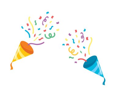 Parti ikonu. Konfeti popper illüstrasyonu