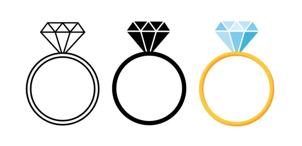 ダイヤモンドリングのアイコンベクトル図のセット — ストックベクタ