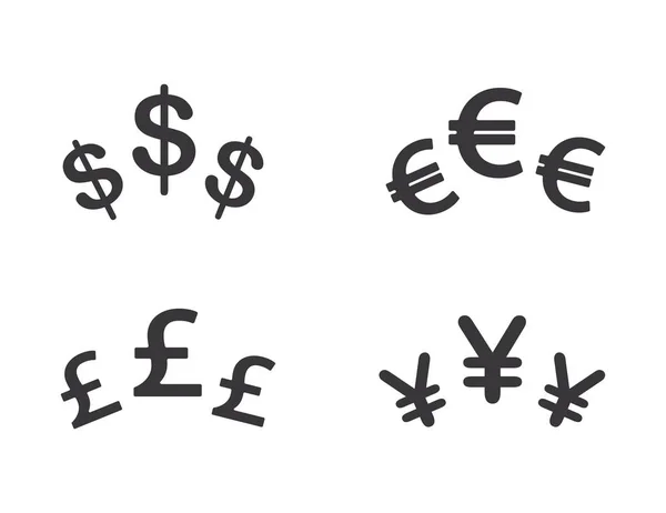 Set Major Currencies Dollar Euro Pound Sterling Yen — Image vectorielle