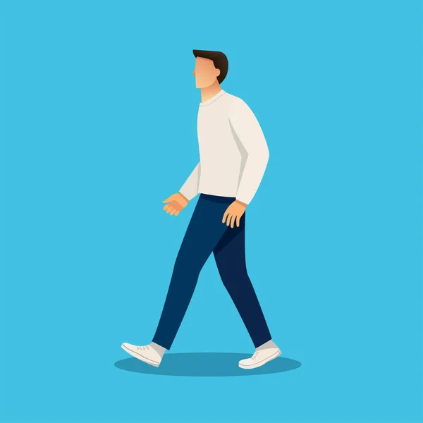 Character Man Walking Vector Illustration — Stock Vector