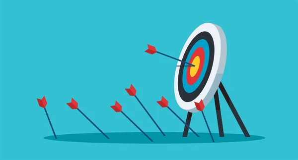 Archery Target Goal Achieve Concept Vector Illustration — Stock Vector