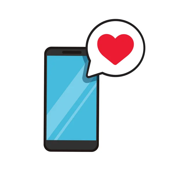 Smartphone Avec Chat Bulle Cardiaque — Image vectorielle