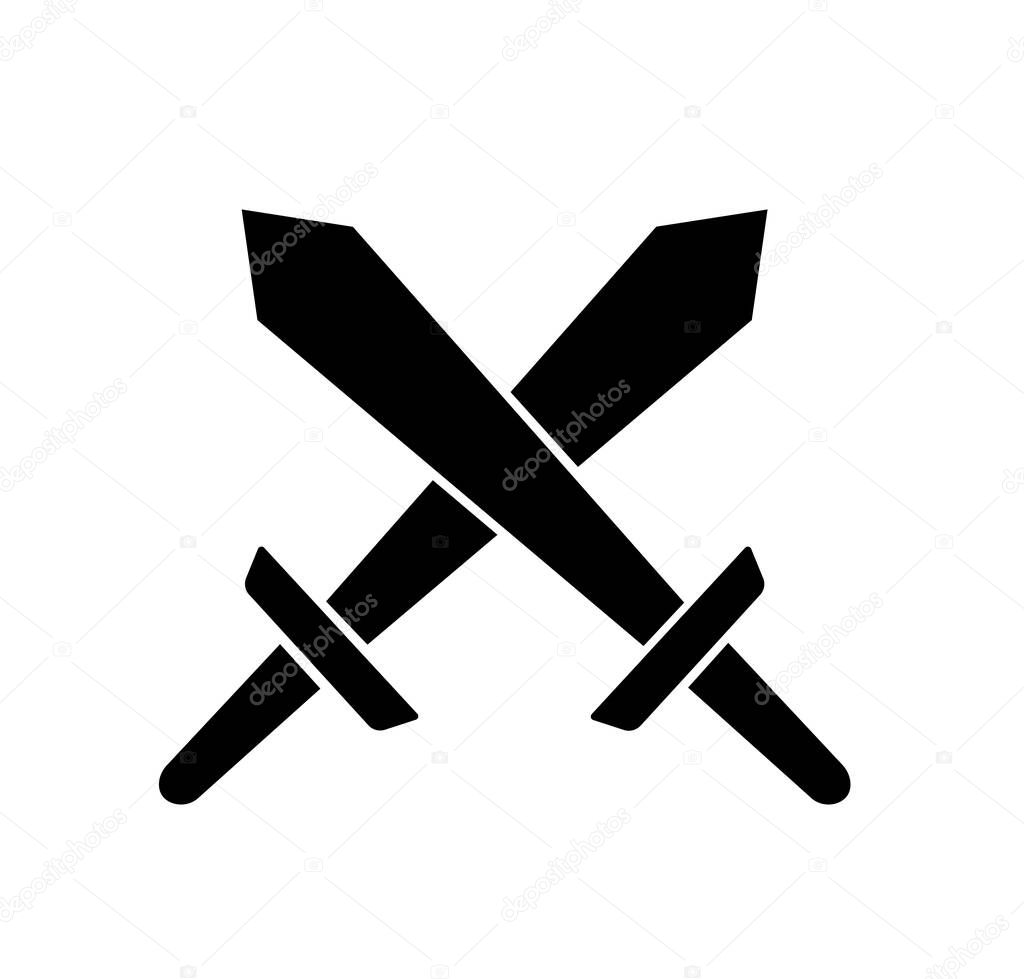 Crossed swords silhouette vector illustration