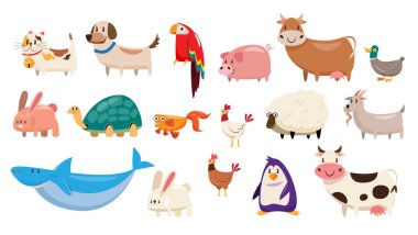 Bir grup vahşi yaşam karakteri çizimi