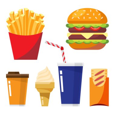 set of fast food isolated vector illustration