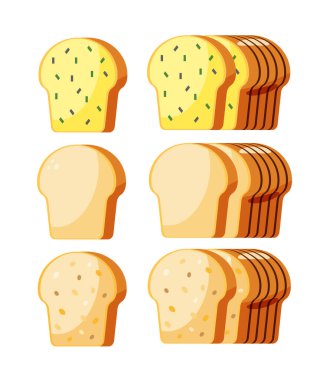 set of bread loaf isolated vector illustration