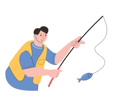 character people fishing vector illustration
