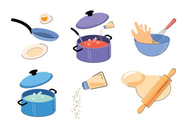 set of cooking kitchen vector illustration