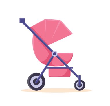 cute pink stroller isolated vector illustration