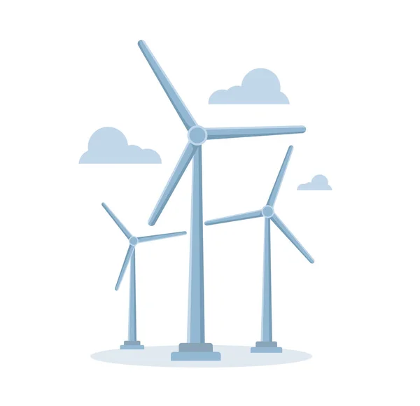 Wind Turbines Wind Power Energy Vector Illustration — Stockvektor