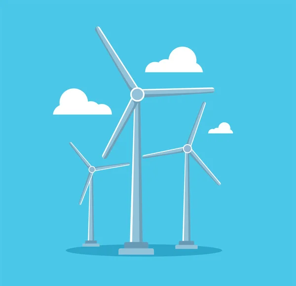 Wind Turbines Wind Power Energy Vector Illustration — Stock vektor