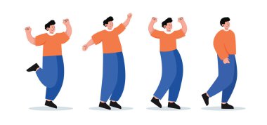set of character people various movements vector illustration