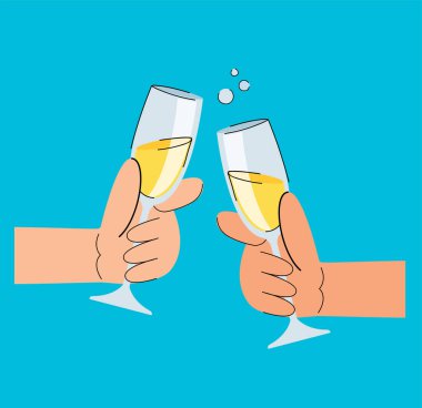 Şerefe şarap kadehleri vektör illüstrasyonu