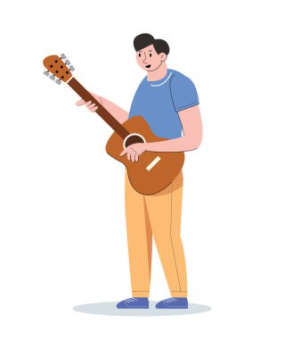 hobby character people playing guitar vector illustration