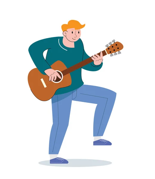 Hobby Character People Playing Guitar Vector Illustration — Vetor de Stock