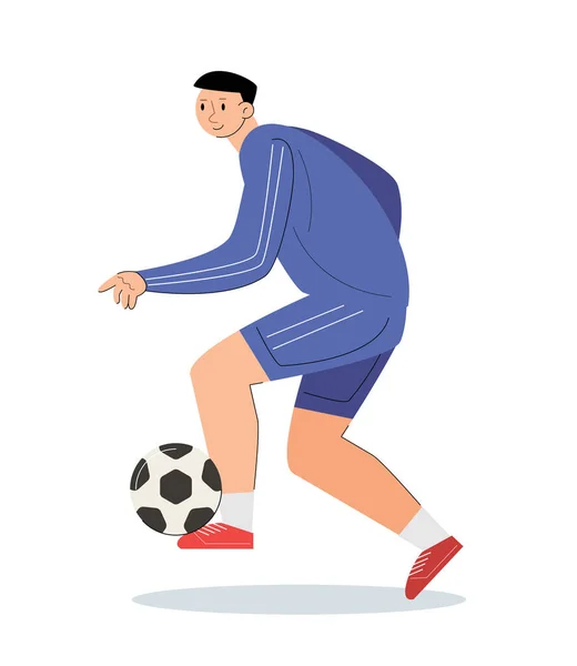 Footballeur Avec Ballon Jouer Illustration Vectorielle Football — Image vectorielle