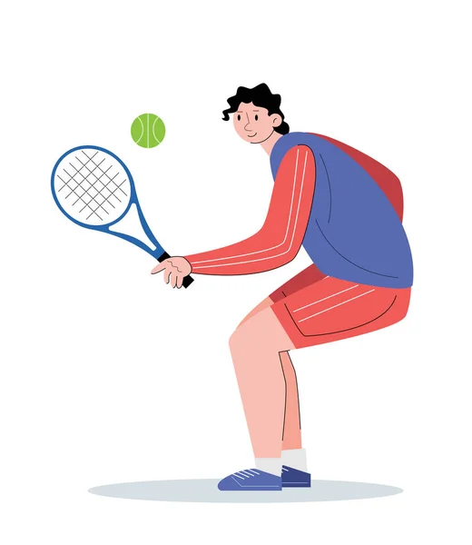 People Character Playing Tennis Vector Illustration — Archivo Imágenes Vectoriales